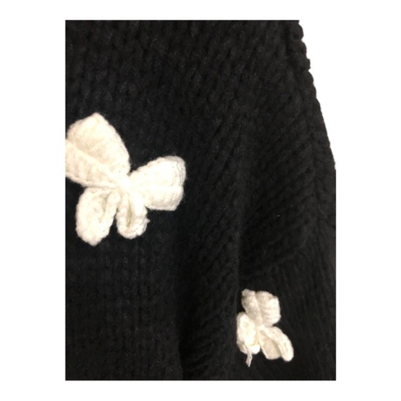 Black and White Crochet bow open front crochet style cardigan One Size new - Picture 8 of 12